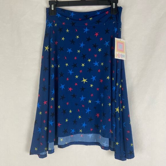 Kids LuLaRoe Girls Blue Kids Azure A-Line Skirt Stars Size 14 - Picture 2 of 7